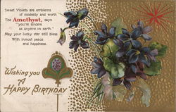 February Birthday - Violets and Amethyst Postcard