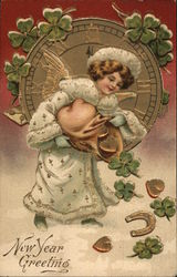 New Year Greeting Angels & Cherubs Postcard Postcard Postcard