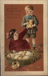 May Easter Bring Thee Many Joys With Children Postcard Postcard Postcard