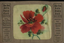 Patented Satin Patch Card, Red Flower Woven Silk Postcard Postcard Postcard