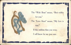 Wish Bone Silk & Fabric Applique Postcard Postcard Postcard