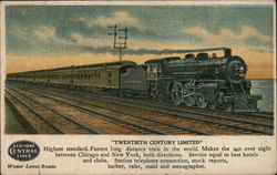 New York Central Lines - "Twentieth Century Limited" Locomotives Postcard Postcard Postcard