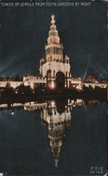 Tower of Jewels from South Gardens by Night Postcard