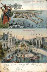 Bird's Eye View and Indian, View from Pier 1907 Jamestown Exposition Postcard Postcard Postcard