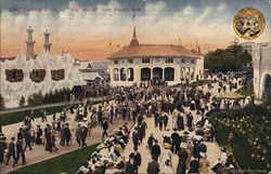 Amusement Park Attractions and Large Crowd of People Postcard