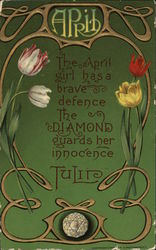 April - Tulips and Diamond Postcard