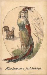 Woman, Who Is A Feathered Bird With Wings Postcard