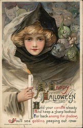 Girl with Candle and Goblins Postcard