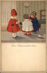 Three Little Girls Wearing Winter Coats and Hats Children Postcard Postcard Postcard