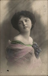 A young Woman Wearing a pink shawl Postcard