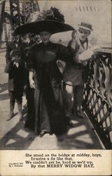 A Woman Standing on a Bridge Postcard