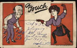 "A Touch" Woman Fencing Postcard