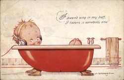 Singing in the Tub... Radio Postcard Postcard Postcard