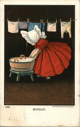 Monday Sunbonnet Babies Postcard Postcard Postcard