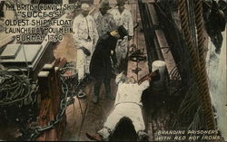 Man in White Laying on Back with Hands and Feet Chained Prisons Postcard Postcard Postcard