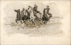 Group of Cowboys Riding Horses Postcard