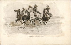 Cowboys Off For Town Postcard