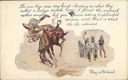 Man Being Flung off of HIs Horse in Mid-Air Postcard