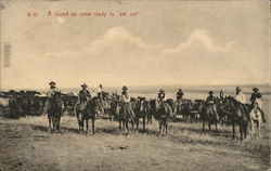 A Round-Up Crew ready to "Set Out" Cowboy Western Postcard Postcard Postcard