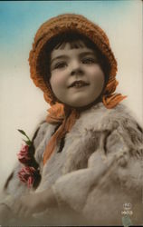 Young Girl with a Brown Bonnet Children Postcard Postcard Postcard