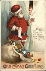 Christmas Greetings - Hey Santa Santa Claus Postcard Postcard Postcard