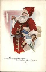 Santa wishes you a Merry Christmas - Santa holding presents Santa Claus Postcard Postcard Postcard