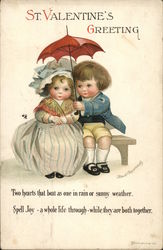 St. Valentine's Greeting - Two Hearts that Beat as One Postcard