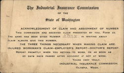 Acknowledgement of a Claim and Assignment of a Claim Number Postal Cards Postcard Postcard Postcard