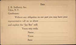 J. B. Sedberry, Inc., Utica, N. Y. Postal Cards Postcard Postcard Postcard