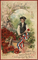 George Washington as a Boy Holding an Axe Next to a Cherry Tree Postcard