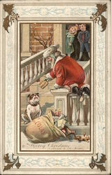 Merry Christmas Santa and Dog Santa Claus Postcard Postcard Postcard