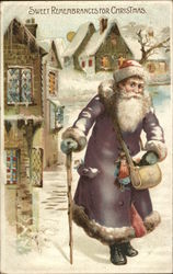 Rare Santa in Purple Robe Sweet Remembrances for Christmas Santa Claus Postcard Postcard