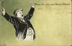 Man Yawning and Stretching Men Postcard Postcard Postcard