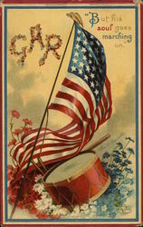 "But his soul goes marching on" Memorial Day Postcard Postcard Postcard