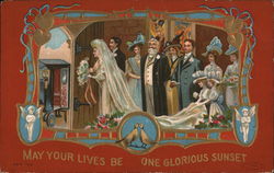 May your lives be One Glorious Sunset Marriage & Wedding Postcard Postcard Postcard