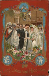 Bride and Groom Getting Married in Church Marriage & Wedding Postcard Postcard Postcard