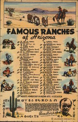 List of Brands of Famous Ranches of Arizona Postcard