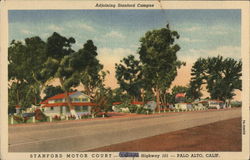 Adjoining Stanford Campus, Stanford Motor Court - Alternate Highway 101 Postcard