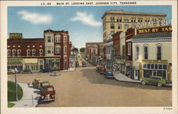 Main St. Looking East Johnson City, TN Postcard Postcard Postcard