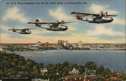 U.S. Navy Bombers over the St. John's River Jacksonville, FL Postcard Postcard Postcard