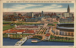 Great Lakes Exposition and Skyline from Lake Erie, Cleveland OH Postcard Postcard Postcard