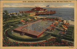 Swimming Pool and Pier - Chamberlin Hotel Old Point Comfort, VA Postcard Postcard Postcard