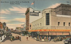 Street Scene, Looking North on Franklin St. Postcard