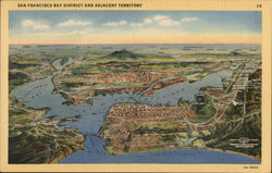 Topographical Map of San Francisco Bay District, CA Postcard