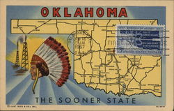 Map of Oklahoma Postcard