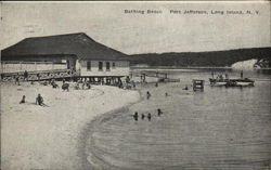 Bathing Beach on Long Island Port Jefferson, NY Postcard Postcard Postcard