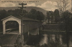 Old Wooden Bridge Over Delaware River Deposit, NY Postcard Postcard Postcard