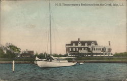 H.G. Timmermann's Residence From the Creek, Long Island Islip, NY Postcard Postcard Postcard