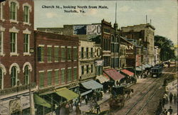 Church Street Looking North from Main Norfolk, VA Postcard Postcard Postcard