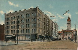 Oxford Hotel and Annex, Welcome Arch and Union Depot Postcard